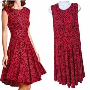 Anthropologie Moulinet Soeurs South Shore Dress Women's L Red Black Daisy Print